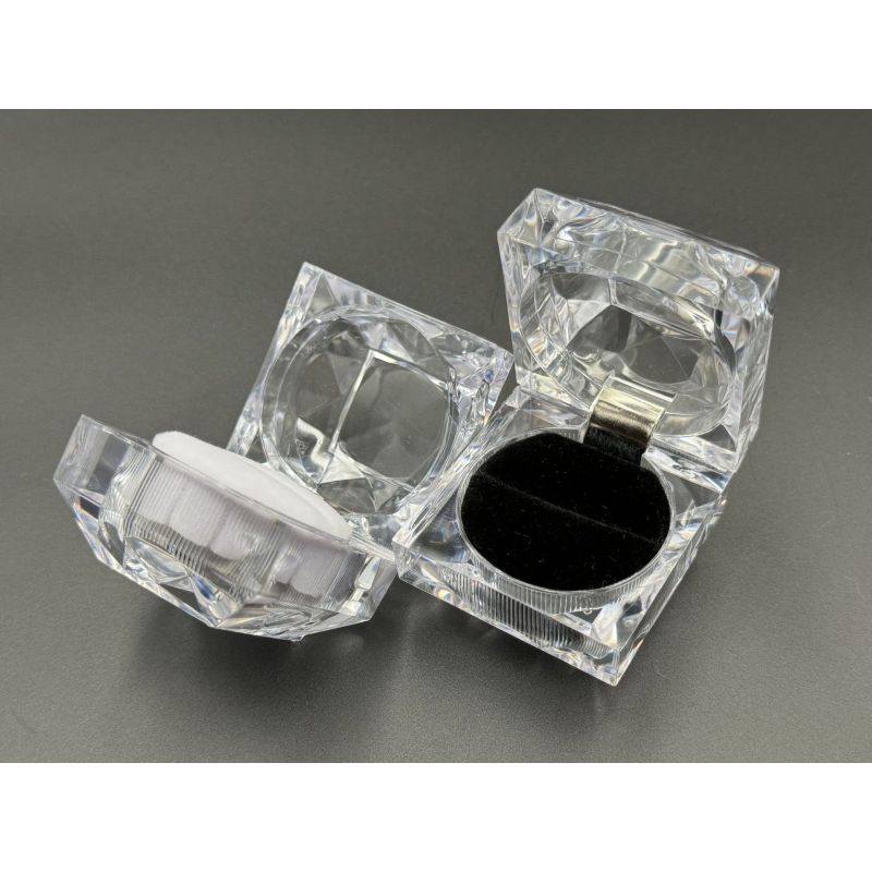 Casket  Boxing Ring Clear Crystal Box Trinket Box Plastic Ring Earrings Gift Wrap Jewelry Display Box