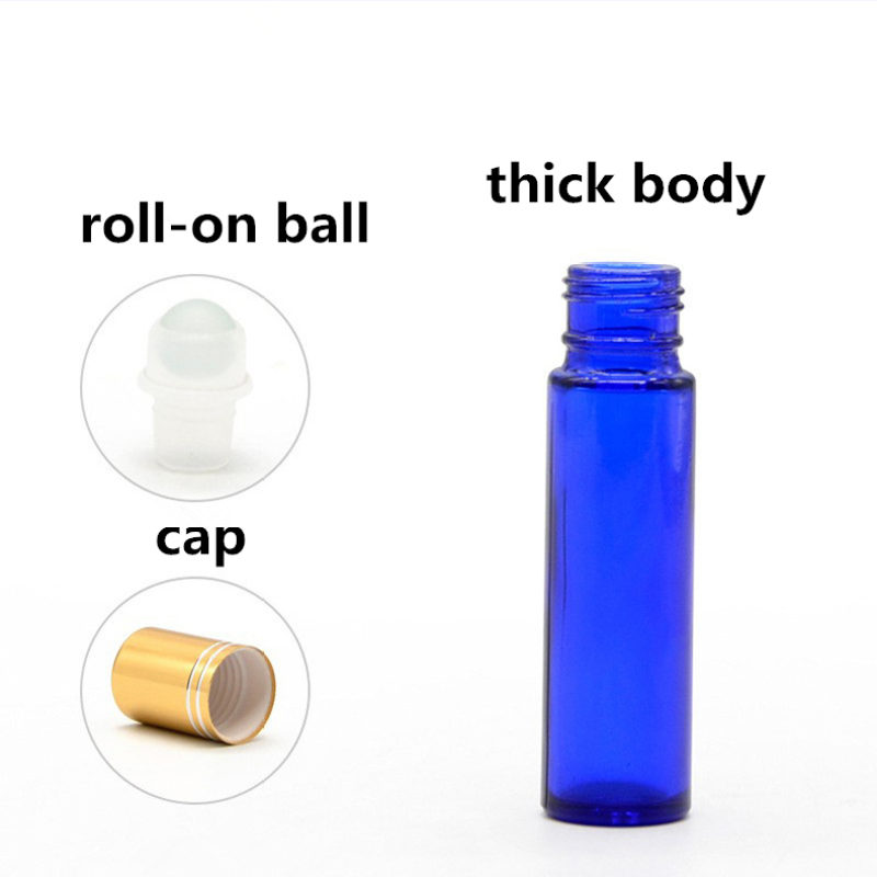 10ml Factory Customizable Accepted Blue Glass Roller Bottles for Essential Oil