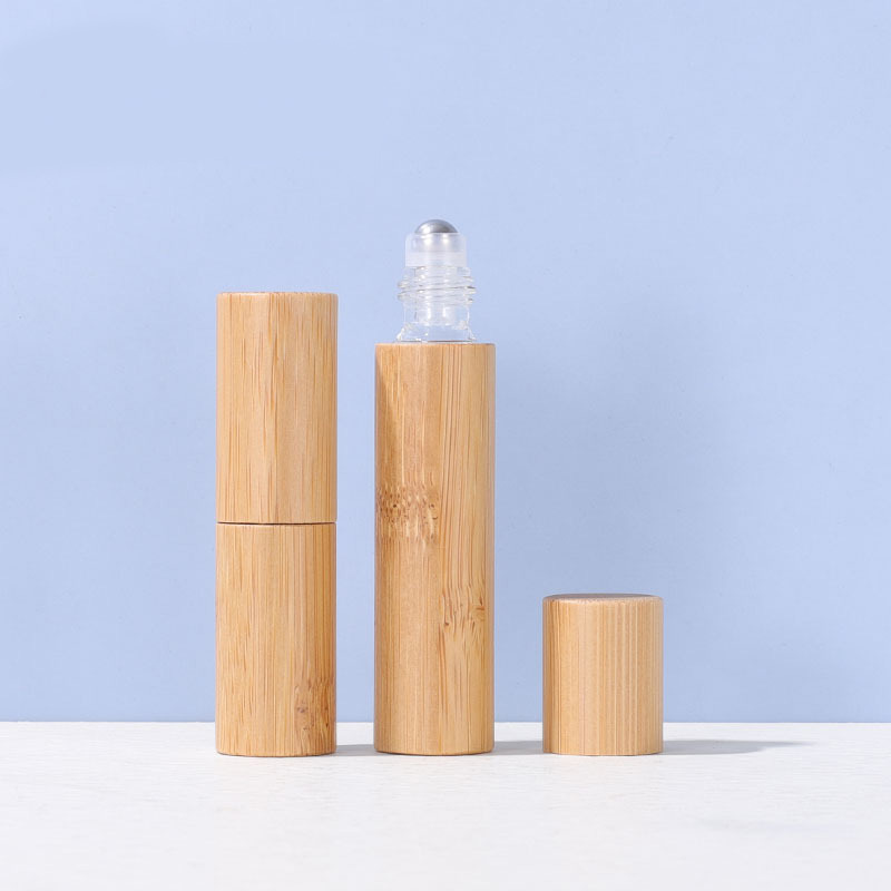 5ml10ml Luxury Bamboo Packaging Cosmetics Essential Oil Serum Roll on Bottle With Glass Inner