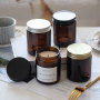 High-end Empty 100ml 250ml Candle Jars Amber Glass Jars with Silver Golden Black Aluminum Lids