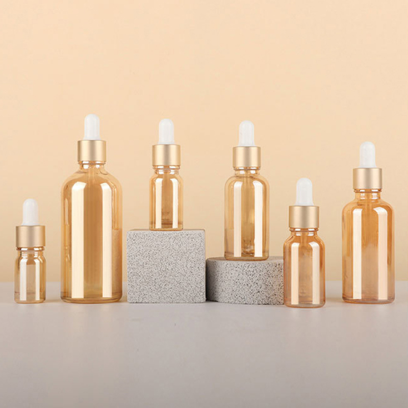 Private Label Gold Glass Dropper Bottles 5ml to 100ml Full Size Range for Branded Oils