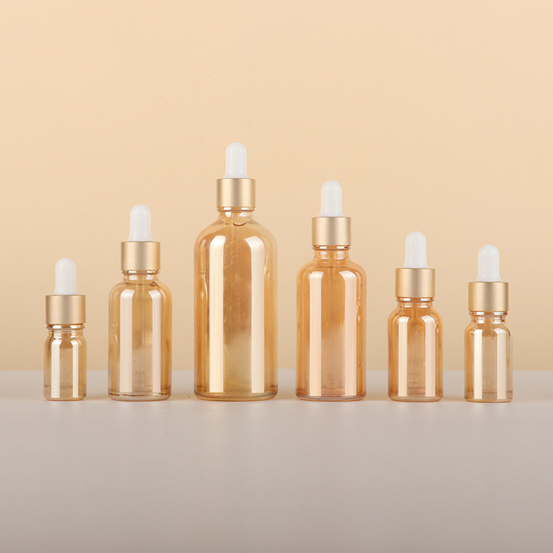 Private Label Gold Glass Dropper Bottles 5ml to 100ml Full Size Range for Branded Oils