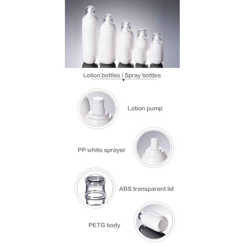 50ml Cosmetic Bottle with Pump for Skin Care Cream Round Cylinder Body Lotion Bottle Screw Cap Pump Sprayer Sealing Type