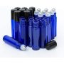 10ml Roller Bottles 24Pack Cobalt Blue Thick Glass Essential Oil Roller Bottles Stainless Steel Roller with 2 Droppers