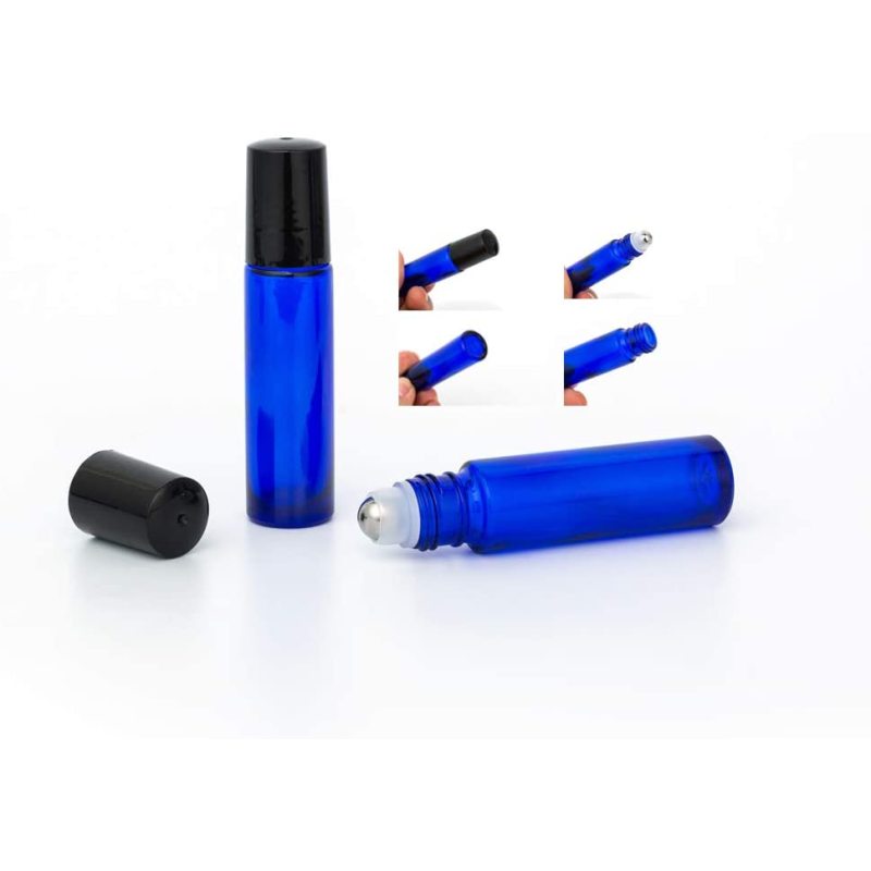 10ml Roller Bottles 24Pack Cobalt Blue Thick Glass Essential Oil Roller Bottles Stainless Steel Roller with 2 Droppers