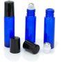 10ml Roller Bottles 24Pack Cobalt Blue Thick Glass Essential Oil Roller Bottles Stainless Steel Roller with 2 Droppers