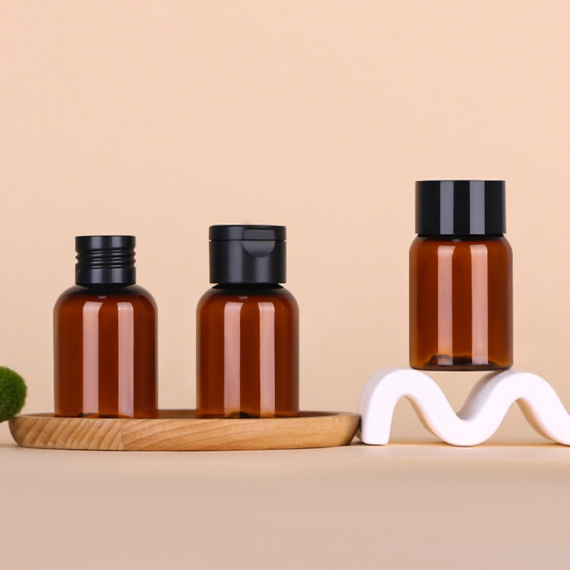 Ready to Ship 50ml Amber PET Plastic Bottle High End Refillable Container for Toner and Serum