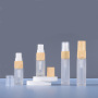 5ml10ml15ml Empty Refillable Perfume Frosted clear Cosmetic Spray Glass Bottle with Wood Grain Cap