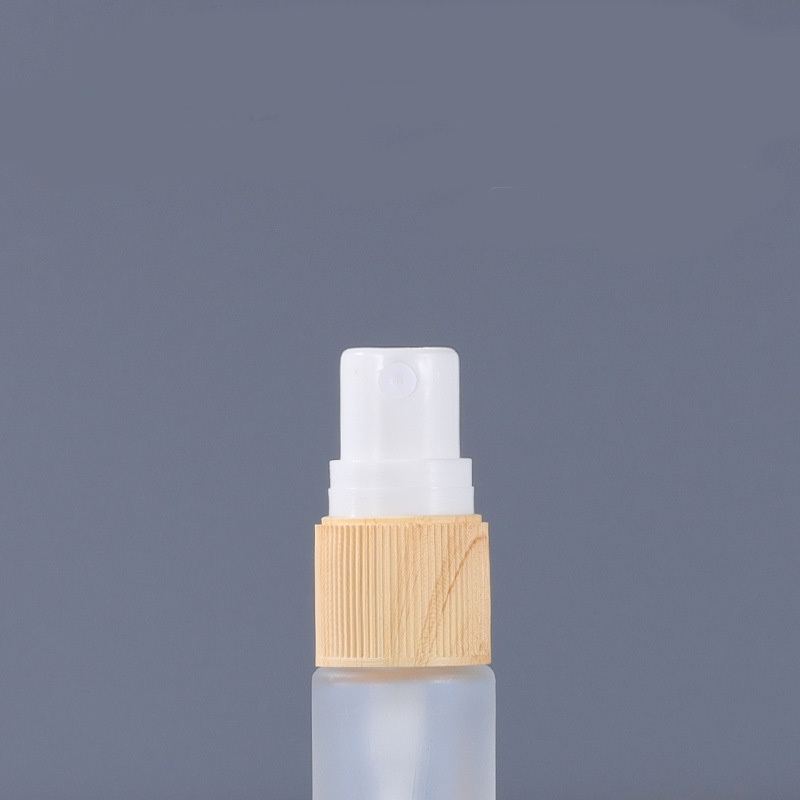 5ml10ml15ml Empty Refillable Perfume Frosted clear Cosmetic Spray Glass Bottle with Wood Grain Cap