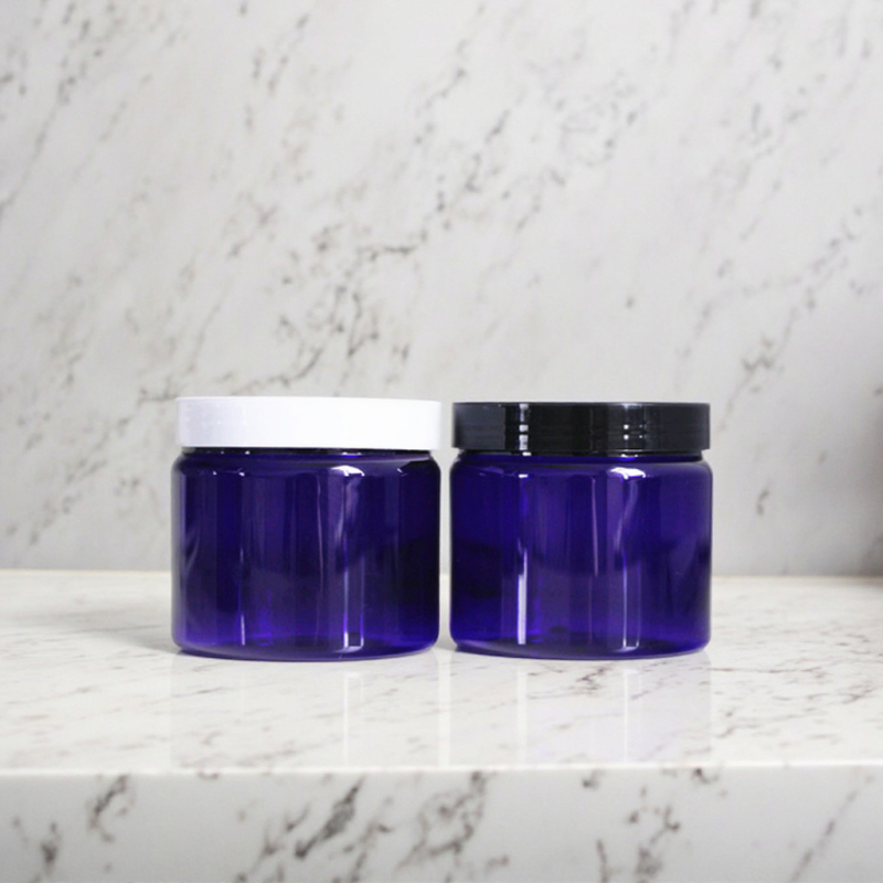 Blue 300g PET Plastic Jar with Screw Top Cap Recyclable Cosmetic Packing for Face Masks for Hair Mask Use