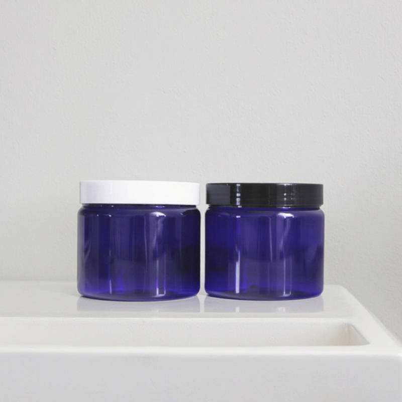 Blue 300g PET Plastic Jar with Screw Top Cap Recyclable Cosmetic Packing for Face Masks for Hair Mask Use