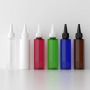 Empty 100ml Flat Shoulder Squeeze Containers PET Plastic Hair Oil Bottle with Twist Top Cap