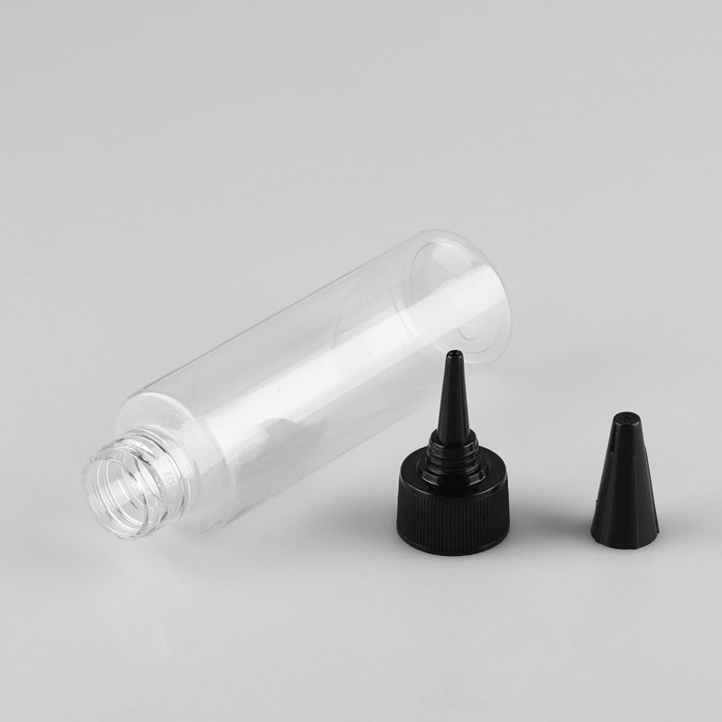 Empty 100ml Flat Shoulder Squeeze Containers PET Plastic Hair Oil Bottle with Twist Top Cap