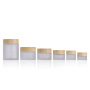 Custom Label Round Glass Jar 50g Cosmetic Packaging with Wooden Color Lid Frosted Glass Cosmetic Cream Jar