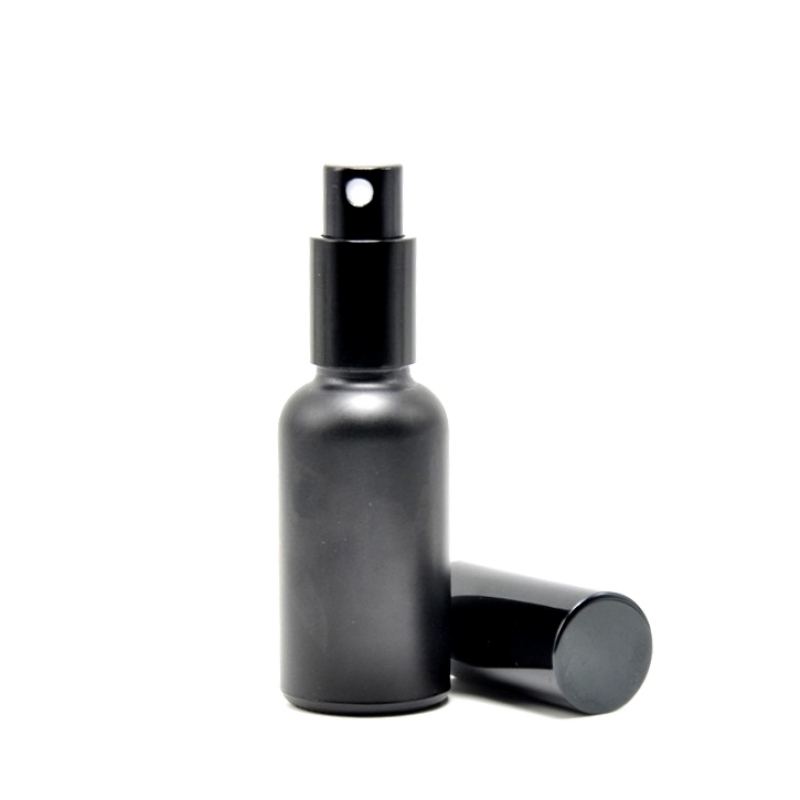 Matte Black 50ml Glass Essential Oil Perfume Bottle with Dropper Seal for Skin Care Creams