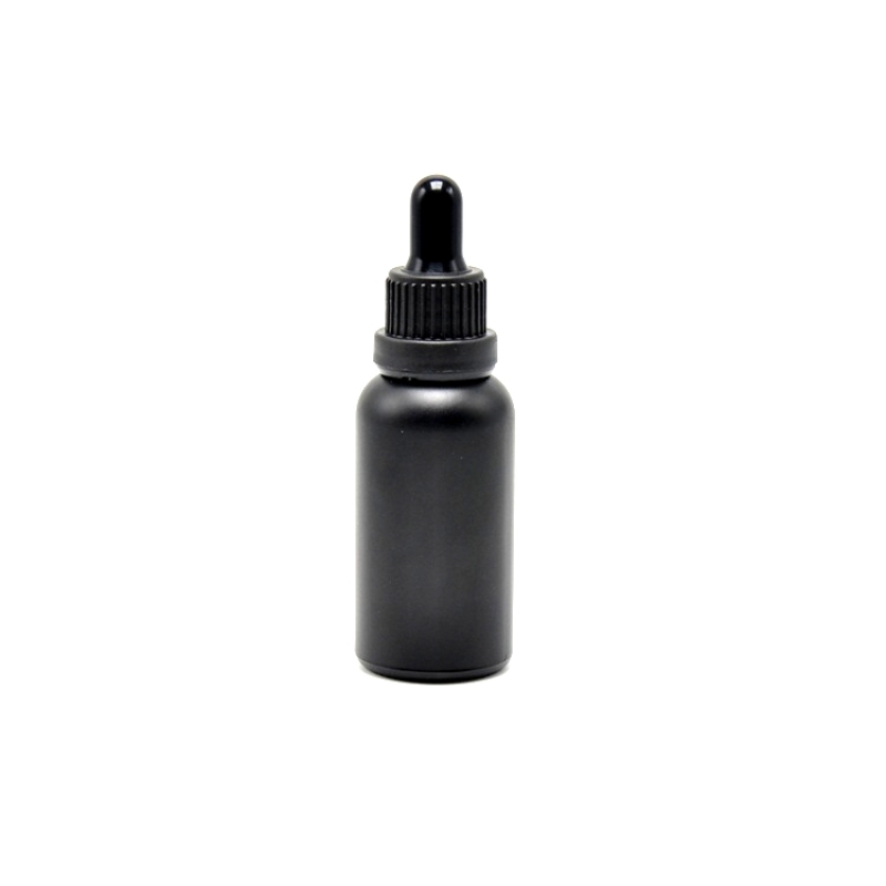 Matte Black 50ml Glass Essential Oil Perfume Bottle with Dropper Seal for Skin Care Creams