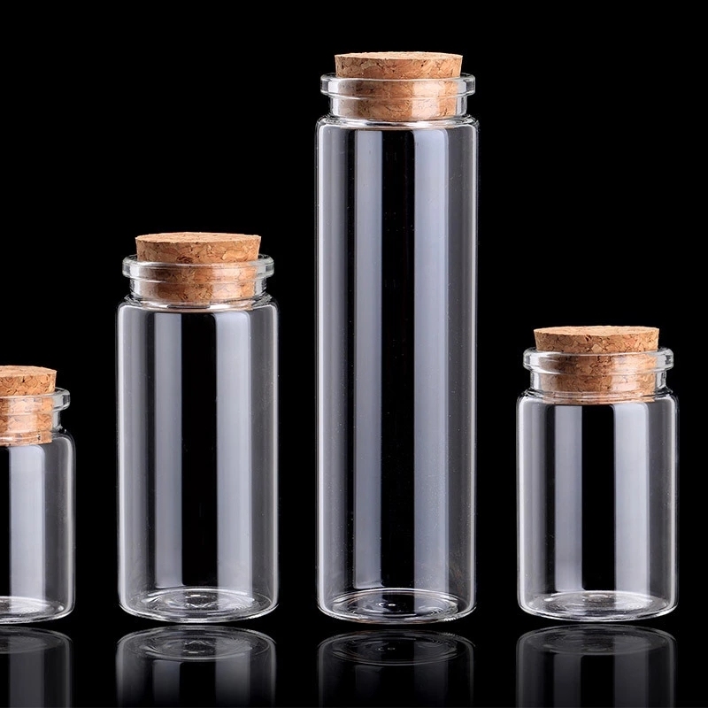Hangzhou Sale 20ml 30ml 50ml Round Clear Glass Wishing Bottle Tube with Cork
