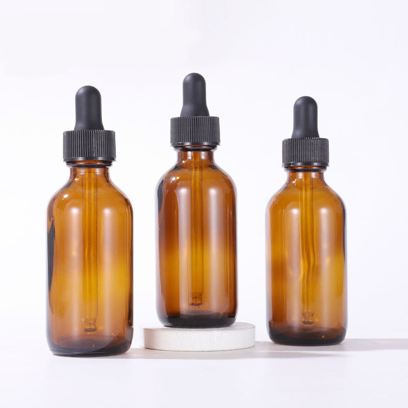 Luxury 15ml 30ml 60ml 120ml Empty boston Round Glass Essential Oil Amber Dropper Bottle