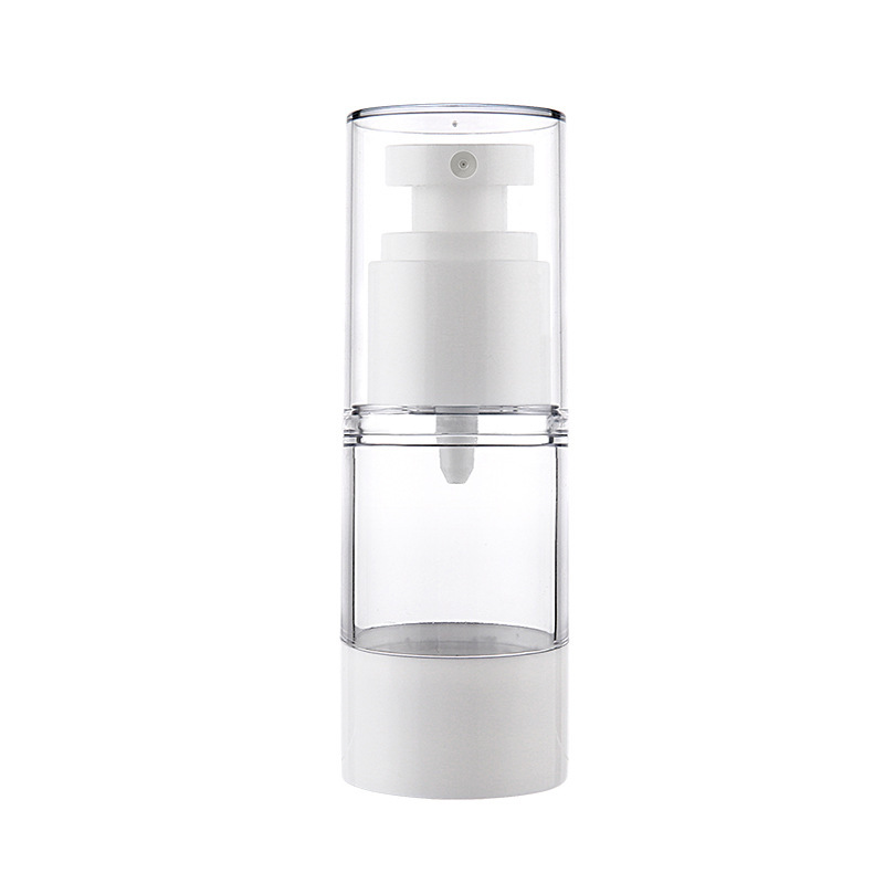 For Clear Cosmetic Airless Pump Bottle 15ml 30ml 50ml Empty Round Lotion Container with 100pcs MOQ