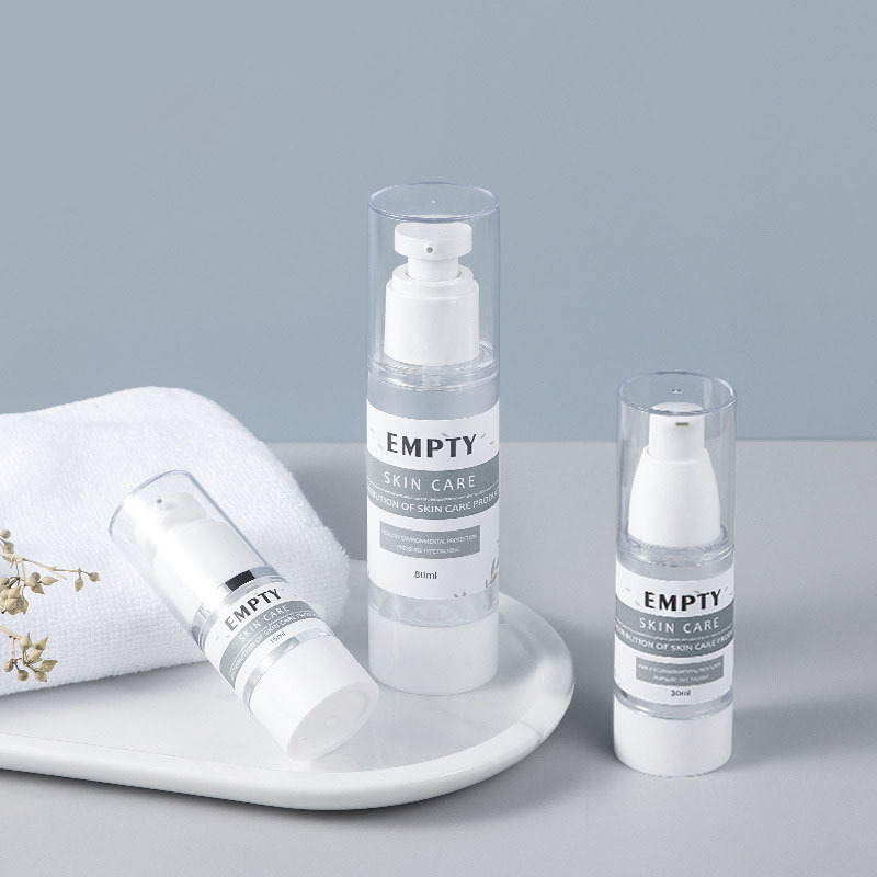 For Clear Cosmetic Airless Pump Bottle 15ml 30ml 50ml Empty Round Lotion Container with 100pcs MOQ