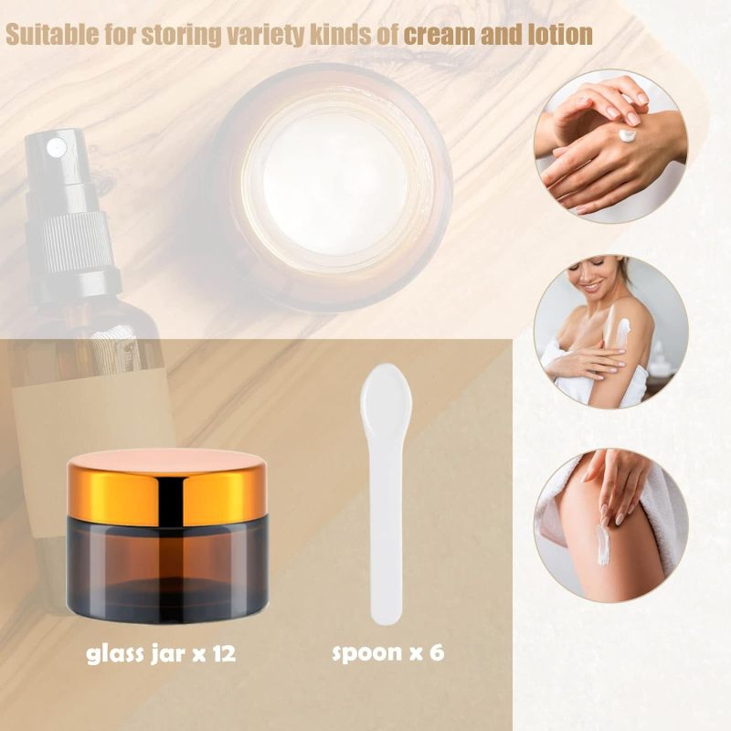 1 oz Round Amber Glass Jar with Inner Liners and Gold Lid (24pcs)