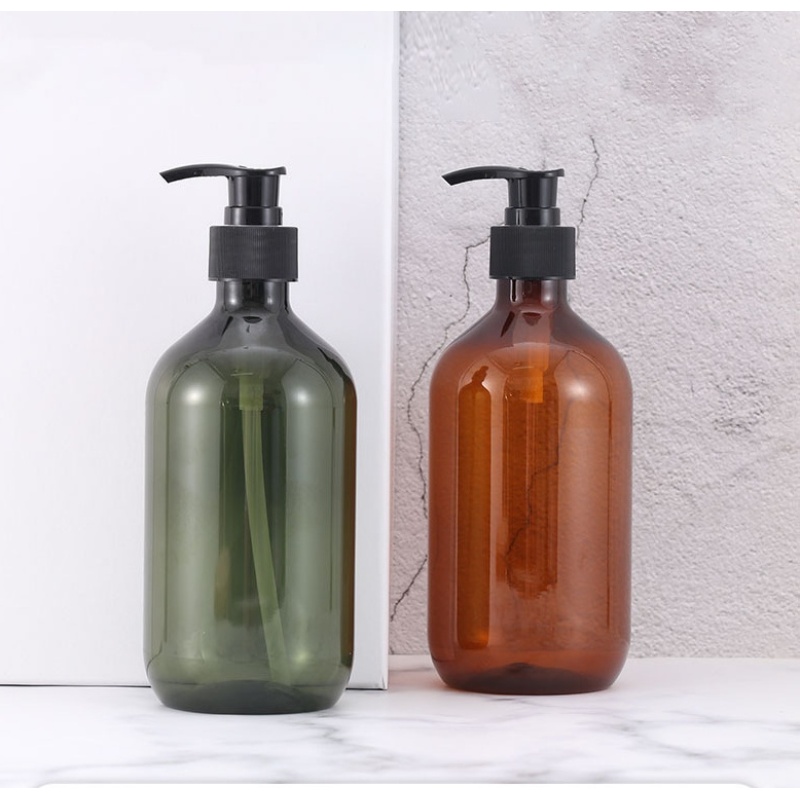 500ml Unique Lotion Bottles 300ml Dark Green Shampoo Empty Lotion Bottle Plastic Hand Sanitizer Plastic Lotion Bottles with Pump