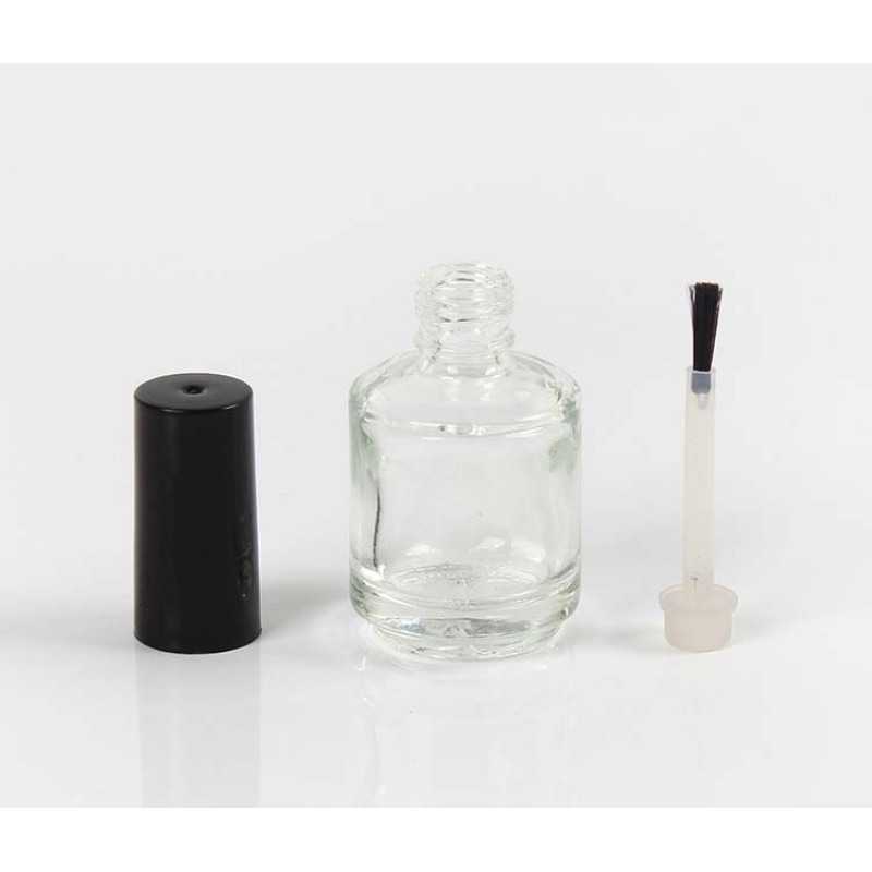Custom 15ml UV Gel Round Glass Nail Polish Bottle Empty with Crown Cap Seal for Skin Care Serum Cream and Face Oil-MOQ 100pcs