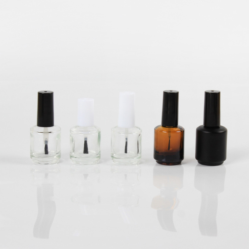 Custom 15ml UV Gel Round Glass Nail Polish Bottle Empty with Crown Cap Seal for Skin Care Serum Cream and Face Oil-MOQ 100pcs