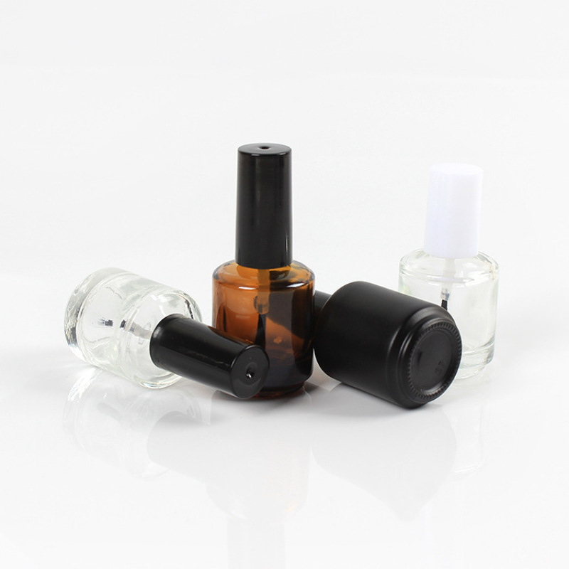 Custom 15ml UV Gel Round Glass Nail Polish Bottle Empty with Crown Cap Seal for Skin Care Serum Cream and Face Oil-MOQ 100pcs