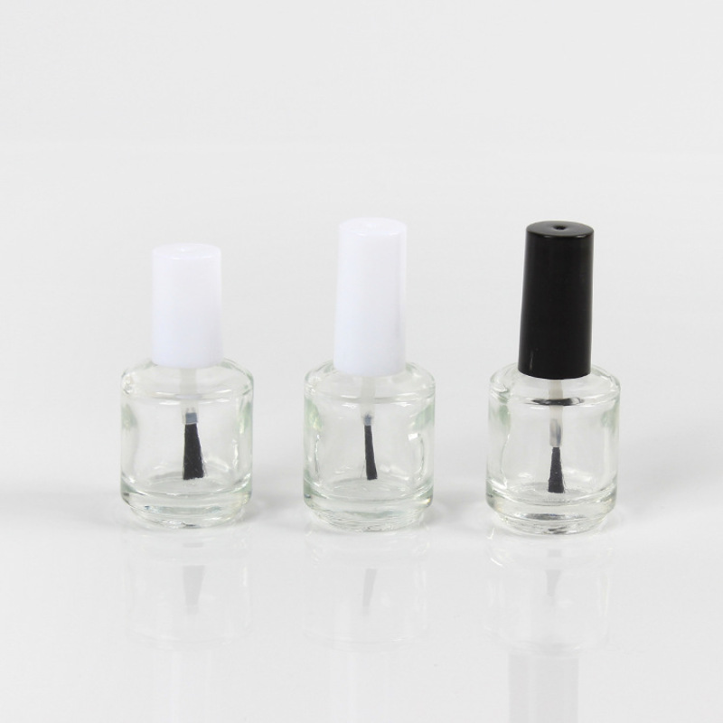 Custom 15ml UV Gel Round Glass Nail Polish Bottle Empty with Crown Cap Seal for Skin Care Serum Cream and Face Oil-MOQ 100pcs