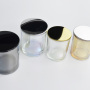 Wholesale Luxury Electroplate Glass Candle Jars with Matel Lid Round Empty Rainbow Color Candle Containers