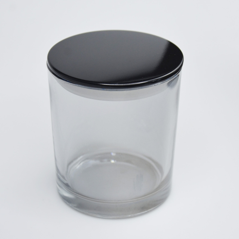 Wholesale Luxury Electroplate Glass Candle Jars with Matel Lid Round Empty Rainbow Color Candle Containers
