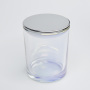Wholesale Luxury Electroplate Glass Candle Jars with Matel Lid Round Empty Rainbow Color Candle Containers