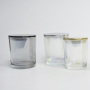 Wholesale Luxury Electroplate Glass Candle Jars with Matel Lid Round Empty Rainbow Color Candle Containers