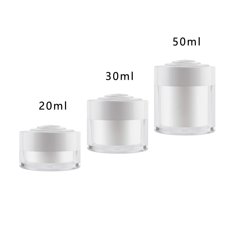 20g 30g 50g Plastic Rose Cream Jar White AS Eyeshadow Double Layer Plastic 50g Cosmetic Jar Plastic