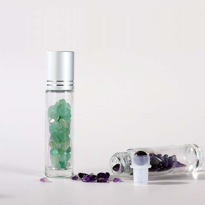 Luxury Empty 5ml 10ml Gemstone Roller Ball Glass Essential Oil Perfume Bottle for Selling