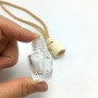 5ml Clear Round Glass Car Perfume Bottle with Wooden Cap and Hanging Rope Crown Cap Sealing MOQ 100pcs