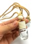 5ml Clear Round Glass Car Perfume Bottle with Wooden Cap and Hanging Rope Crown Cap Sealing MOQ 100pcs