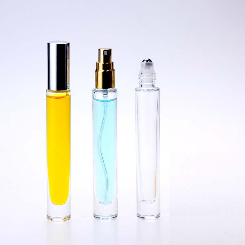 China Made Small clear Glass Roller Bottle 10ml Gold Cap New Roll on square Perfume Oil Bottle