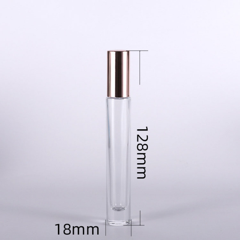 China Made Small clear Glass Roller Bottle 10ml Gold Cap New Roll on square Perfume Oil Bottle