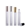 China Made Small clear Glass Roller Bottle 10ml Gold Cap New Roll on square Perfume Oil Bottle