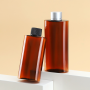 Ready Stock Free Sample 150ml 200ml Amber Oval PET Plastic Bottle Pump Cap or Screw Cap for Lotion Toner Refill