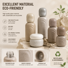 2026 SUNSHINE New Arrival Empty Irregular Shaped 30ml/50ml/100ml/120ml Glass Skin Care Lotion Pump Refill Bottle in Stone Color