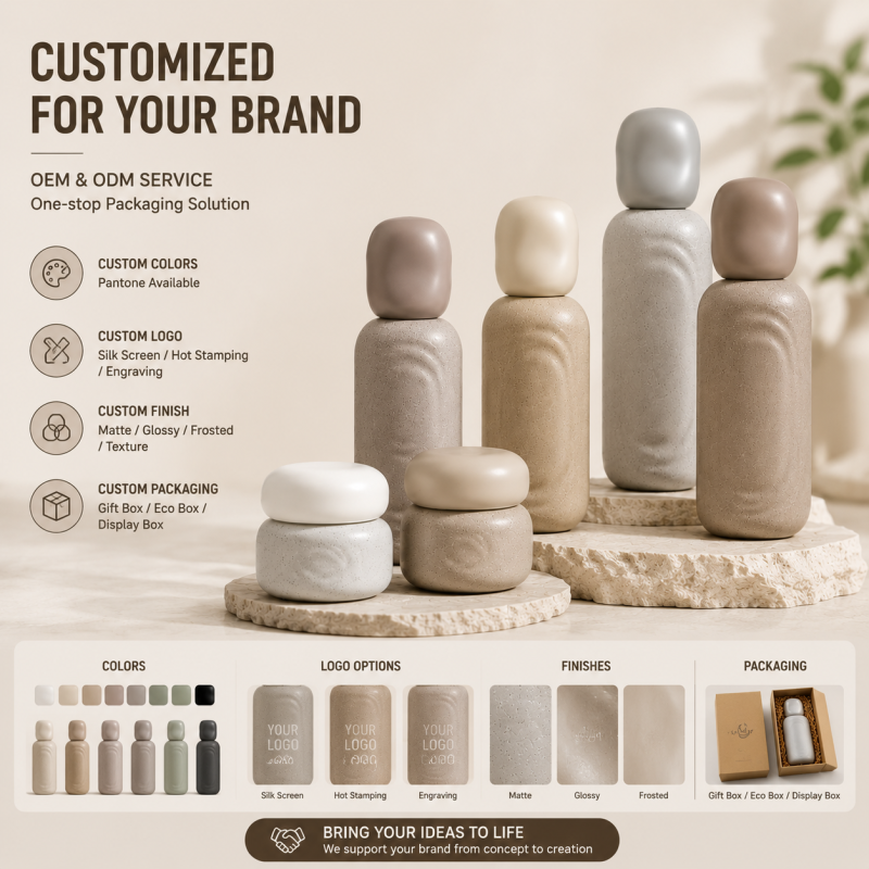 2026 SUNSHINE New Arrival Empty Irregular Shaped 30ml/50ml/100ml/120ml Glass Skin Care Lotion Pump Refill Bottle in Stone Color