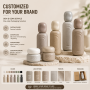 2026 SUNSHINE New Arrival Empty Irregular Shaped 30ml/50ml/100ml/120ml Glass Skin Care Lotion Pump Refill Bottle in Stone Color