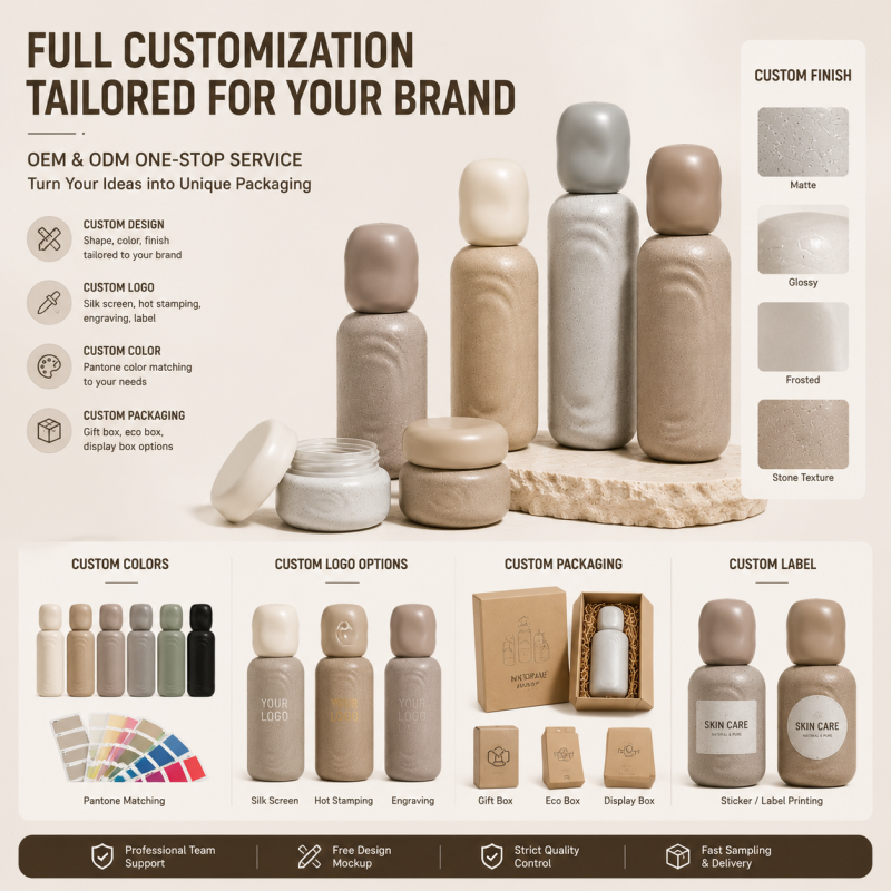 2026 SUNSHINE New Arrival Empty Irregular Shaped 30ml/50ml/100ml/120ml Glass Skin Care Lotion Pump Refill Bottle in Stone Color