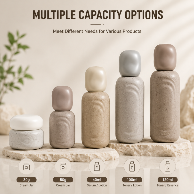 2026 SUNSHINE New Arrival Empty Irregular Shaped 30ml/50ml/100ml/120ml Glass Skin Care Lotion Pump Refill Bottle in Stone Color