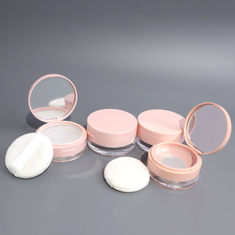 10g 20g Round Flapper Matte Loose Powder Containers Portable Loose Powder Packaging with Mirror Powder Puff