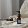 High-End 80ml Amber Plastic Essential Oil Bottle with Lotion Pump Serum Bottle Sample with Wood Grain Cap