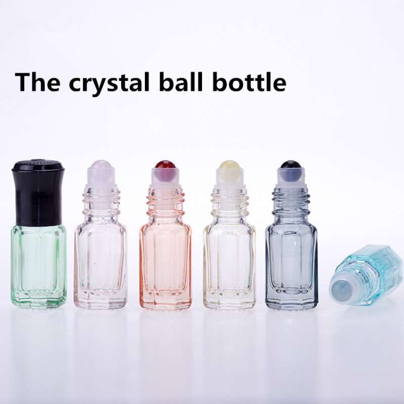 3ml Crystal Roller Ball Mini Roll on Bottles Octangle Essential Oil Bottles